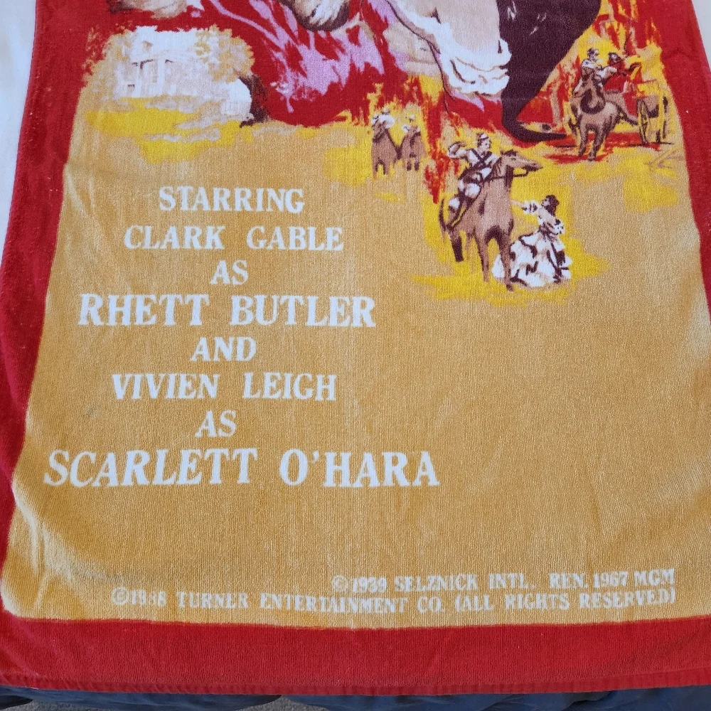 Vintage Gone With the Wind Graphic Beach Bath Towel Turner MGM 1988